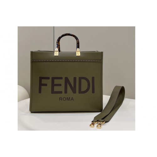 Fendi 8BH372 Sunshine Medium Shopper Bag in Green leather