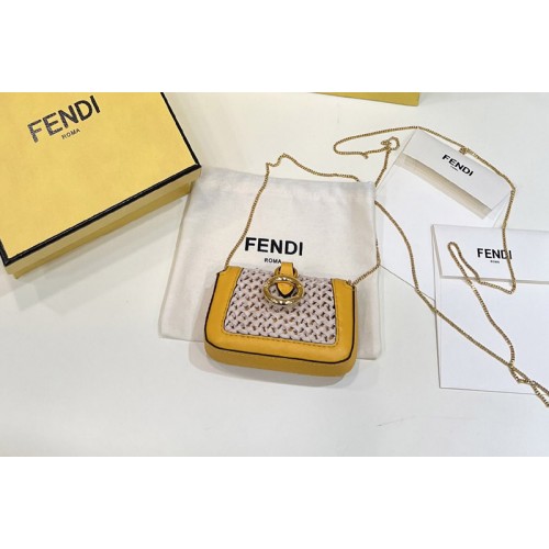 Fendi 7AR844 Nano Baguette Charm in Gray canvas