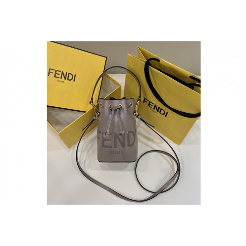 Fendi 8BS010 Small Mon Tresor bucket bag in Gray leather