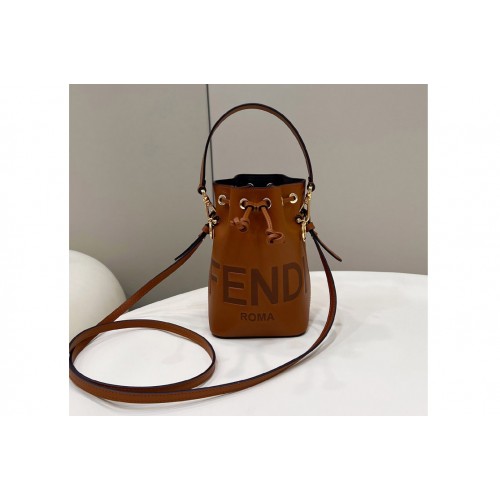 Fendi 8BS010 Small Mon Tresor bucket bag in Brown leather