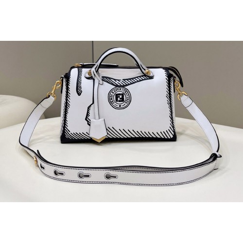 Fendi 8BL146 By The Way Medium California Sky Bucket Bag in White Leather