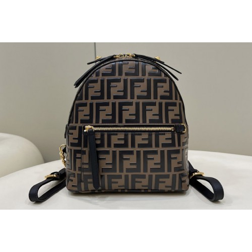 Fendi 8BZ038 Mini Backpack in Brown leather FF
