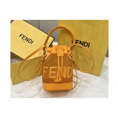 Fendi Mon Tresor Mini Bucket Bag in Orange Mesh