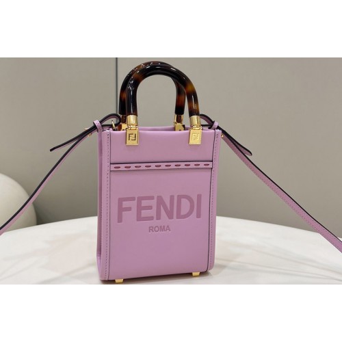 Fendi 8BS051 Mini Sunshine Shopper tote Bag in Purple leather