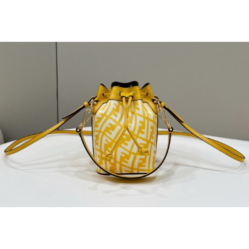 Fendi 8BS010 Small Mon Tresor bucket bag in Yellow Leather