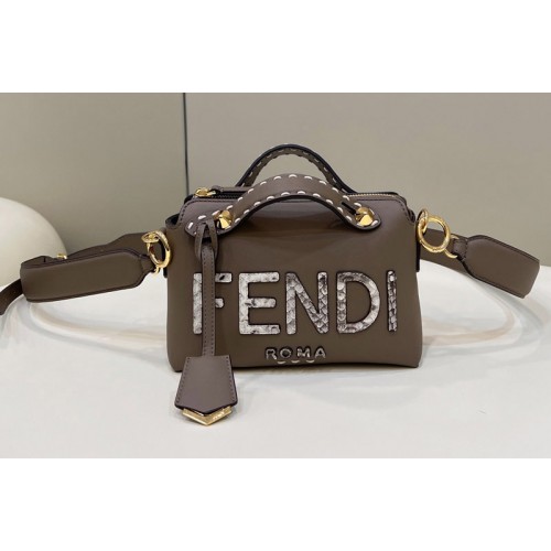 Fendi 8BL145 By The Way Mini Boston bag in Gray leather and elaphe