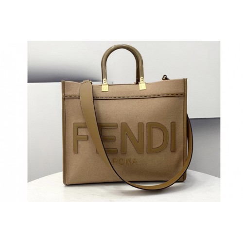 Fendi 8BH386 Medium Sunshine Shopper bag in Brown flannel
