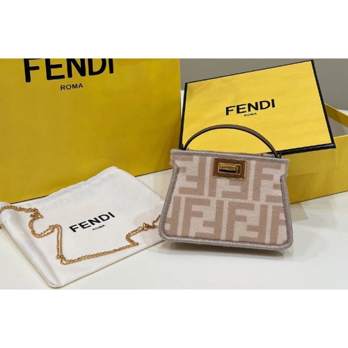 Fendi Nano Peekaboo Bag in Pink canvas FF