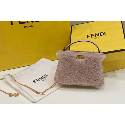 Fendi 7AR993 Mini Peekaboo Bag in Pink sheepskin