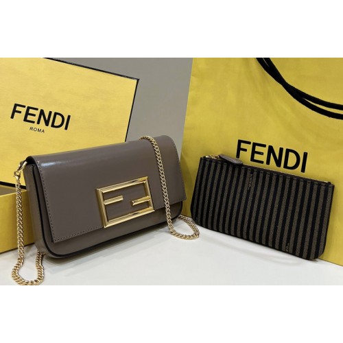 Fendi 8BS032 Wallet On Chain With Pouches mini bag in Gray leather