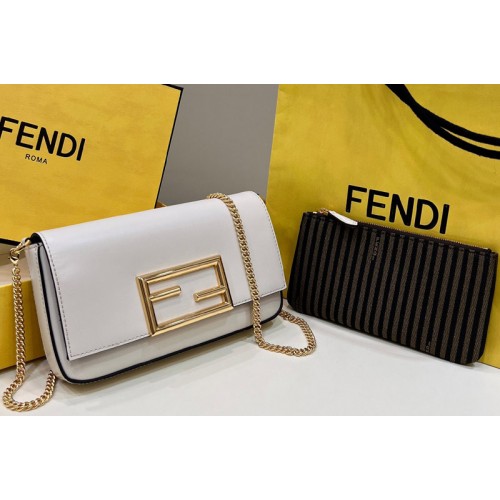 Fendi 8BS032 Wallet On Chain With Pouches mini bag in White leather