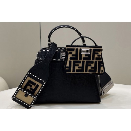Fendi 8BN244 Peekaboo Mini Bag in Black leather