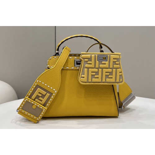 Fendi 8BN244 Peekaboo Mini Bag in Yellow leather