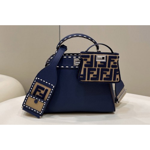 Fendi 8BN244 Peekaboo Mini Bag in Blue leather