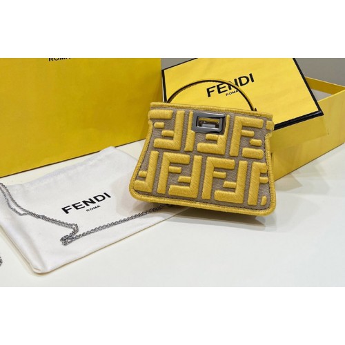 Fendi Nano Peekaboo Bag in Yellow canvas FF