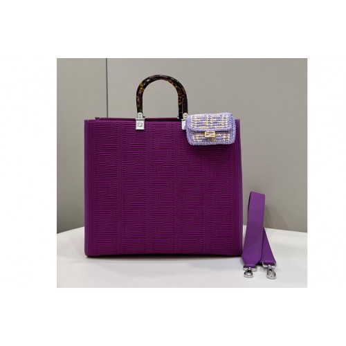 Fendi 8BH386 Medium Sunshine Shopper bag in Purple FF fabric