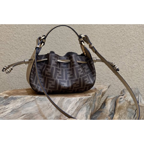 Fendi 8BS059 Pomodorino Mini bag in Brown FF fabric
