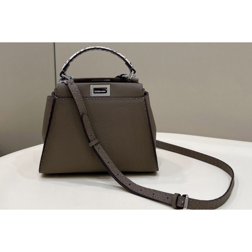 Fendi 8BN244 Peekaboo Mini Bag in Grey Leather