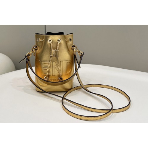 Fendi 8BS010 Fendi Mon Tresor mini bag in Gold laminated leather