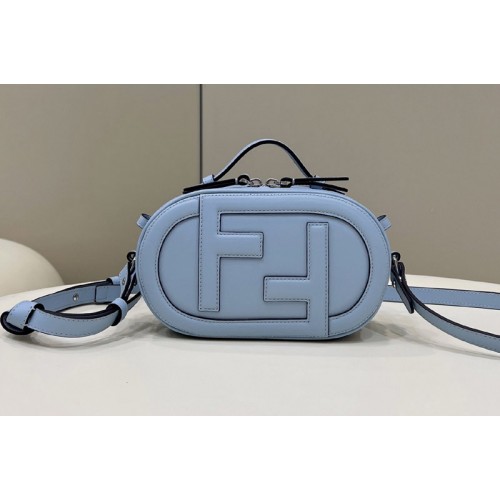Fendi 8BS058 OLock Mini Camera Case Oval mini bag in Blue leather