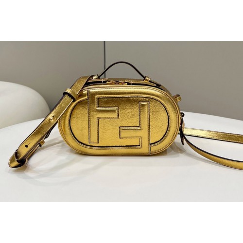 Fendi 8BS058 OLock Mini Camera Case Oval mini bag in Gold leather
