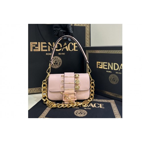 Fendi x Versace 8BS066 Mini Brooch Baguette bag in Pink Leather