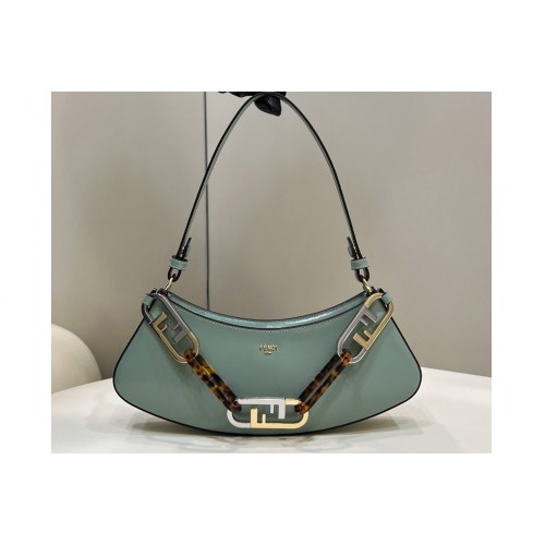 Fendi 8BS068 Fendi OLock Swing pouch Bag in Green leather