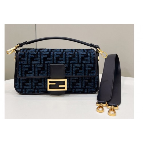 Fendi 8BR600 Baguette medium bag in Blue FF tapestry fabric