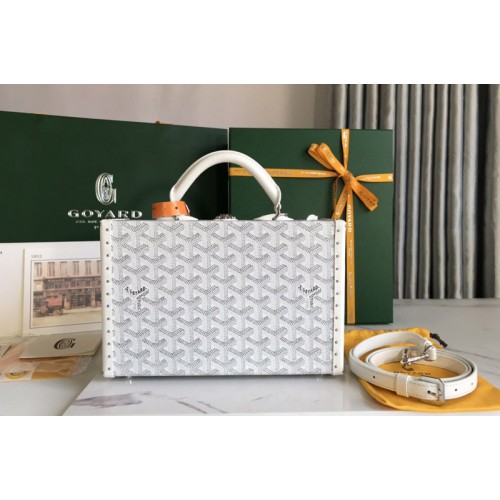 Goyard Grand Hotel Trunk Bag in White Goyardine Canvas