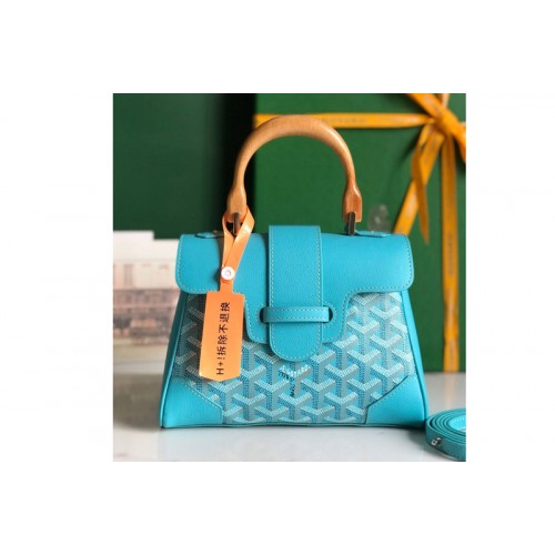 Goyard Saigon PM tote bag in Blue Goyardine Canvas