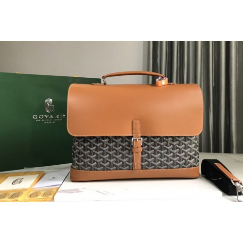 Goyard  Citadin PM messenger bag in Black/Tan Goyardine Canvas