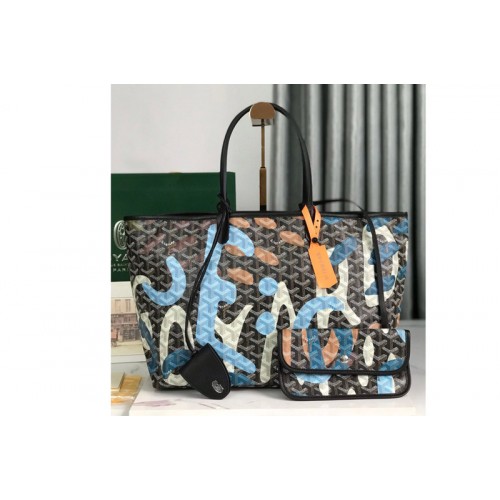 Goyard Saint Louis PM bag in Blue Camouflage Goyardine Canvas