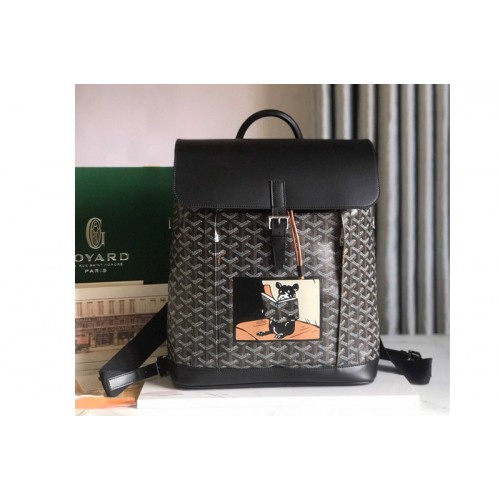 Goyard Alpin MM Backpack in Black Goyardine Canvas