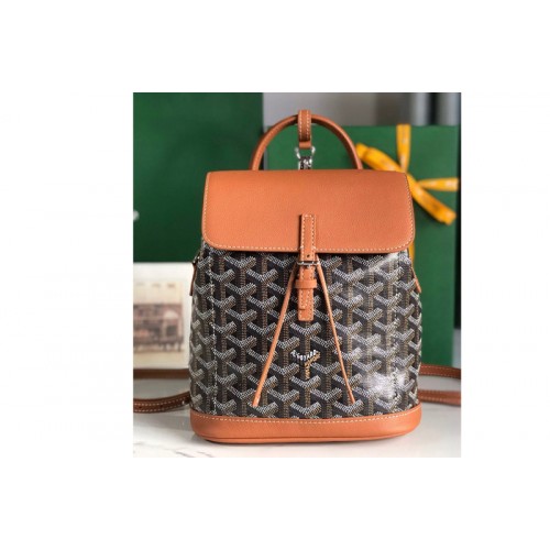 Goyard Alpin Mini backpack in Black/Tan Goyardine Canvas & Chevroches Calfskin