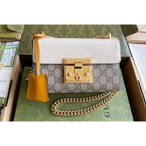 Gucci Padlock small shoulder bag in Beige and ebony Supreme canvas