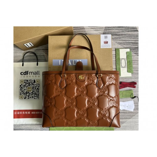 Gucci Matelasse leather medium tote bag in Brown Matelasse leather