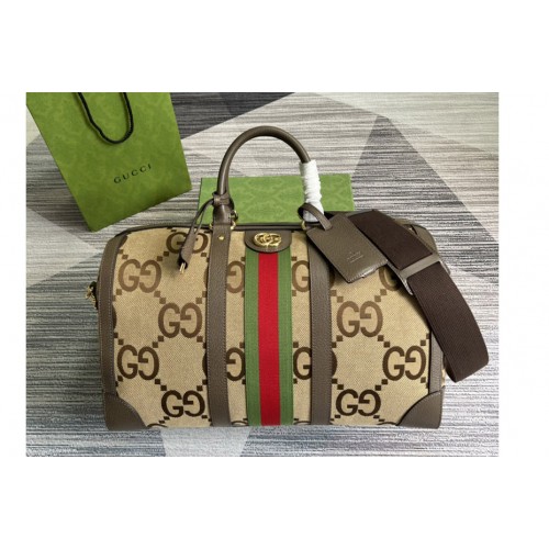 Gucci Ophidia medium duffle bag in Camel and ebony jumbo canvas