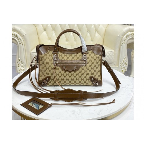 Gucci x Balenciaga The Hacker Project Medium Neo Classic Bag in Beige and ebony Original canvas