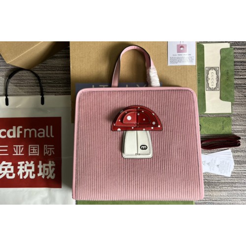 Gucci ‎ Childrens mushroom tote bag in Pink corduroy