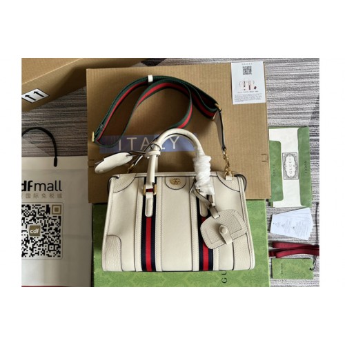 Gucci Bauletto Small top handle bag in White Leather