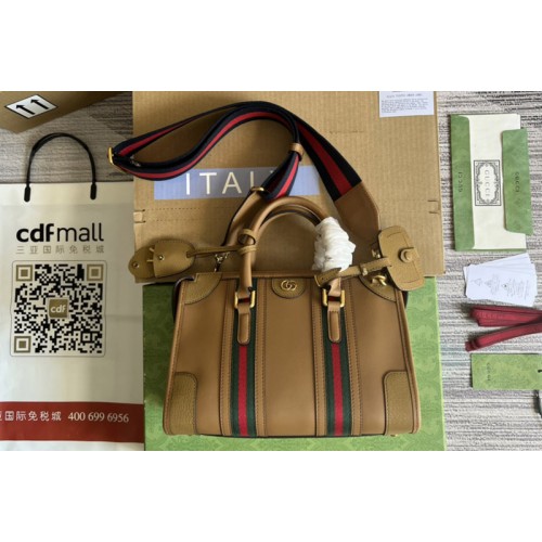 Gucci Bauletto Small top handle bag in Brown Leather