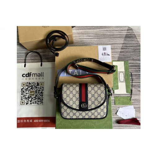 Gucci Ophidia mini shoulder bag in Beige and Blue Supreme canvas