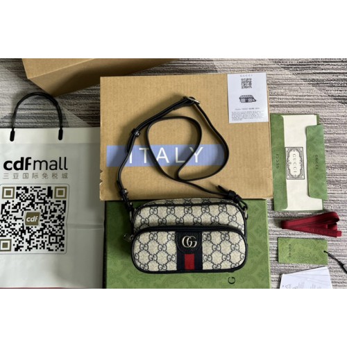 Gucci Ophidia mini bag in Beige and blue Supreme canvas