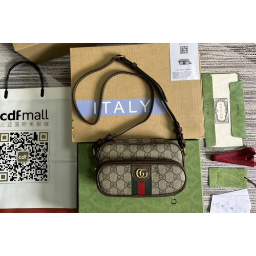 Gucci Ophidia mini bag in Beige and ebony Supreme canvas