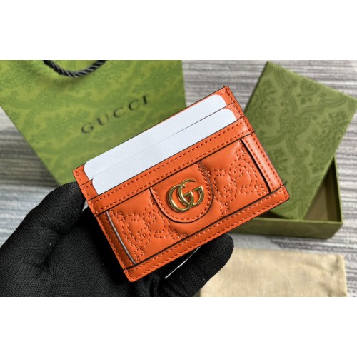 Gucci Matelasse Card Case in Orange Matelasse leather