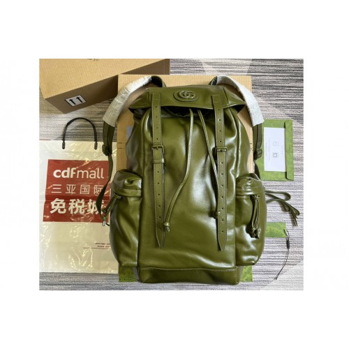 Gucci Backpack With Tonal Double G in Forest green leather
