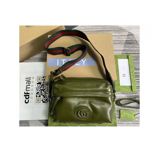 Gucci Shoulder Bag With Tonal Double G in Forest green leather
