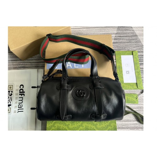 Gucci Small Duffle Bag With Tonal Double G in Black leather