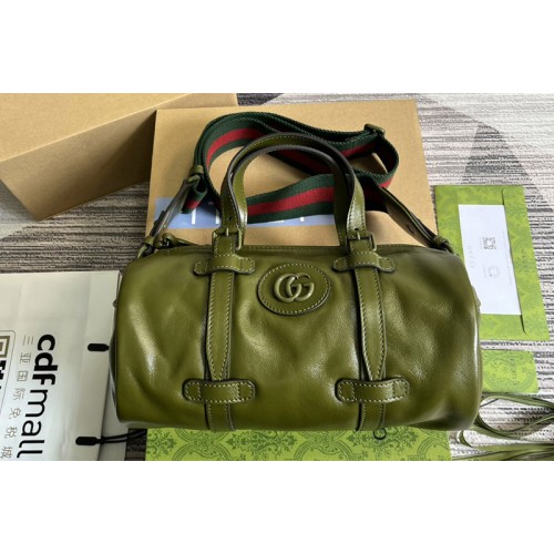 Gucci Small Duffle Bag With Tonal Double G in Forest green leather