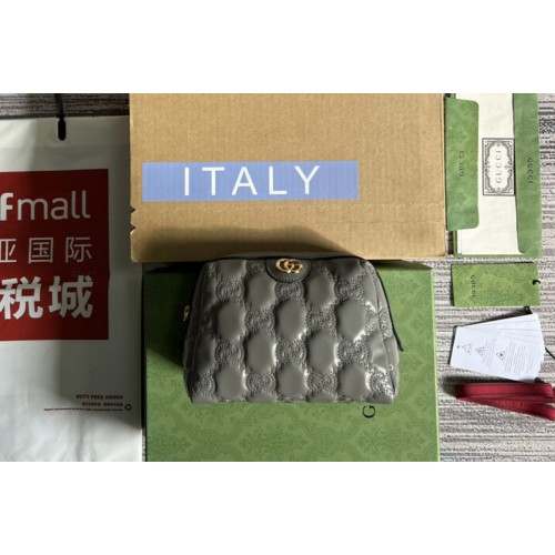 Gucci Matelasse beauty case in Grey Matelasse leather